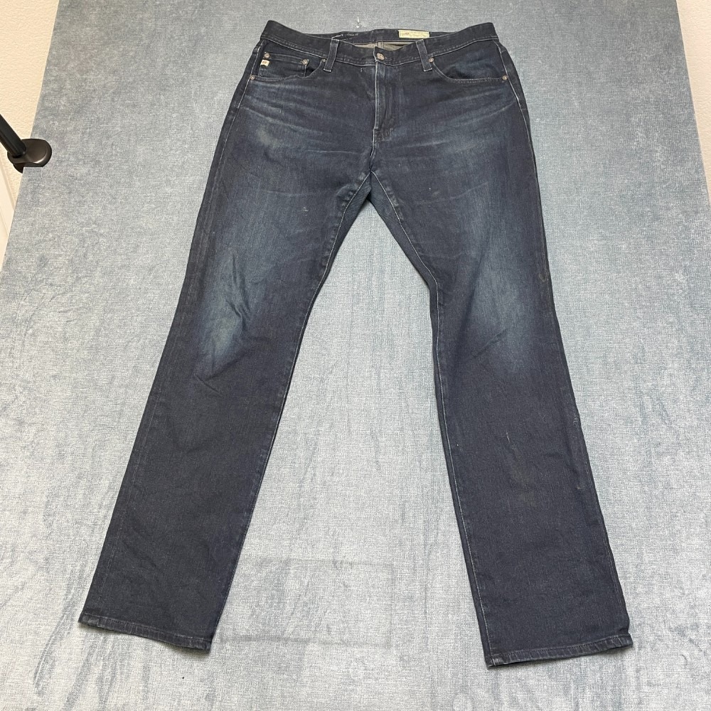 AG Jeans Mens 37W Blue Denim 5-Pockets Dark Wash Straight Leg Streetwear Outdoor